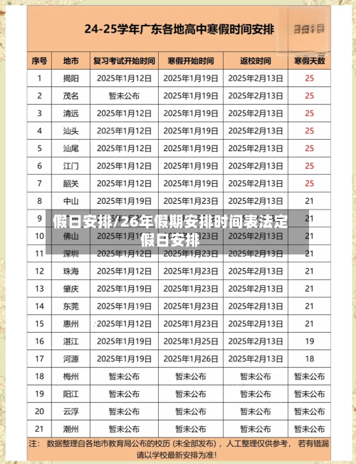 假日安排/26年假期安排时间表法定假日安排