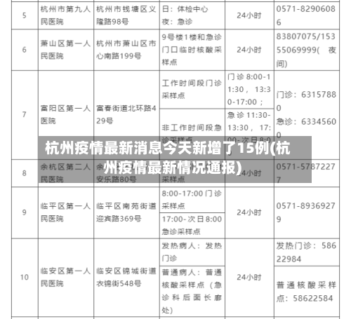 杭州疫情最新消息今天新增了15例(杭州疫情最新情况通报)