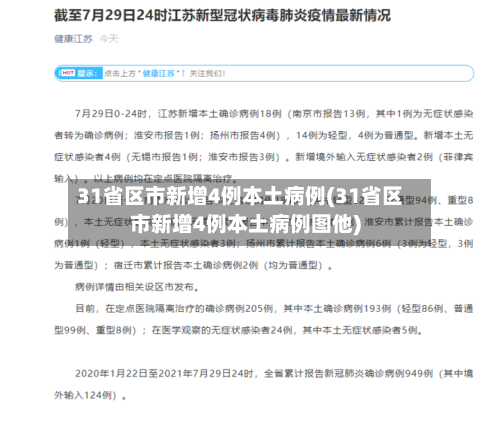31省区市新增4例本土病例(31省区市新增4例本土病例图他)